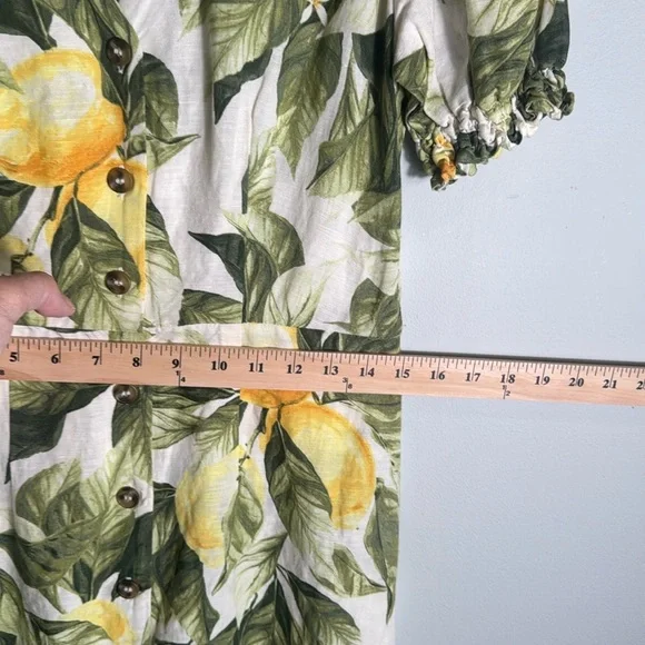 H&M‎ Green and White Puff Sleeve Mini Wrap Dress - Picture 11 of 11